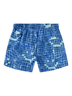 Molo Kids' Niko Tile Smile Swim Shorts, Blue - view 2, Blue