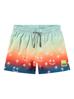 Molo Kids' Niko Palmtree Smile Swim Shorts, Multi, Multi