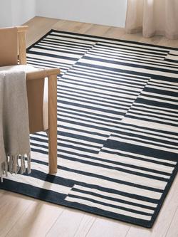 John Lewis Arboretum Stripe Rug - view 2, Black/White