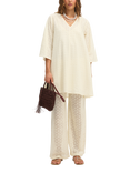 SUMMERY Copenhagen Lisa Crochet Knit Trousers, White