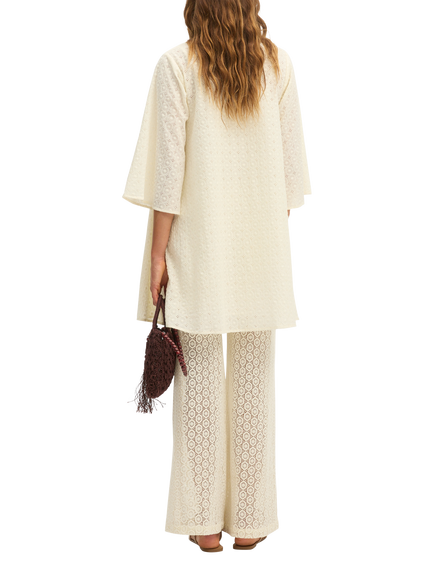 SUMMERY Copenhagen Lisa Crochet Knit Trousers, White - view 2, White