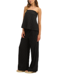SUMMERY Copenhagen Tara Tie Waist Wide Leg Trousers, Black