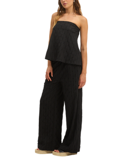 SUMMERY Copenhagen Tara Tie Waist Wide Leg Trousers, Black, Black