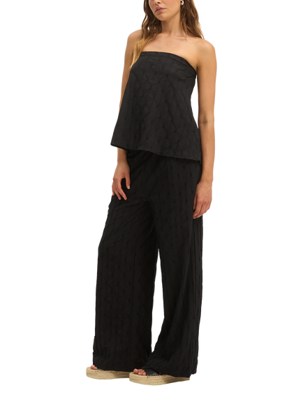 SUMMERY Copenhagen Tara Tie Waist Wide Leg Trousers, Black, Black