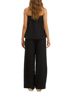 SUMMERY Copenhagen Tara Tie Waist Wide Leg Trousers, Black - view 2, Black