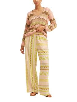 SUMMERY Copenhagen Vica Geometric Trousers, Ecru 521, Ecru 521