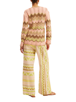 SUMMERY Copenhagen Vica Geometric Trousers, Ecru 521 - view 2, Ecru 521