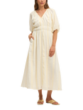 SUMMERY Copenhagen Bella Elasticated Waist Maxi Dress, Ecru White 663