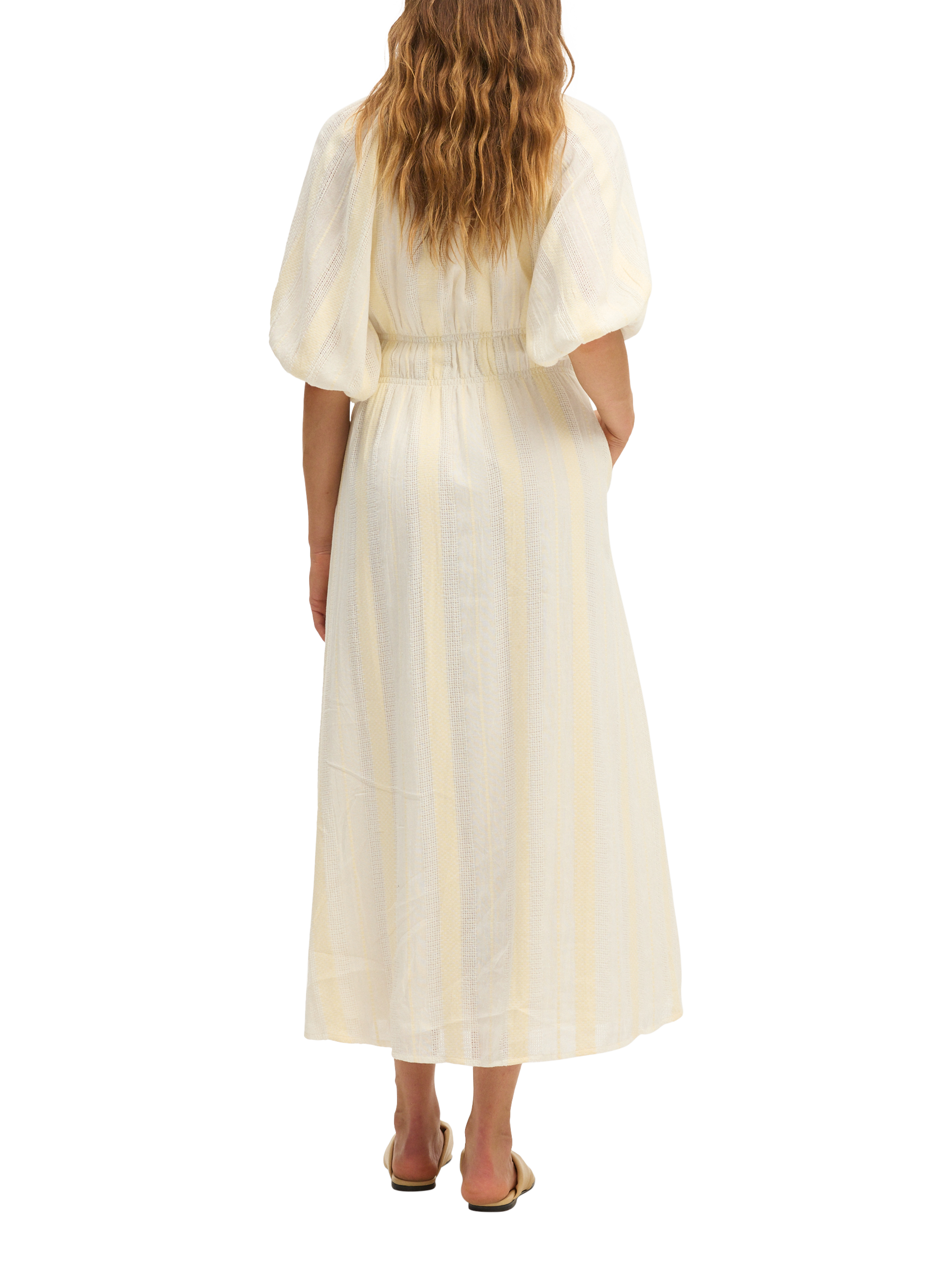 Product image 3 of 3, which shows SUMMERY Copenhagen Bella Elasticated Waist Maxi Dress, Ecru White 663, XS