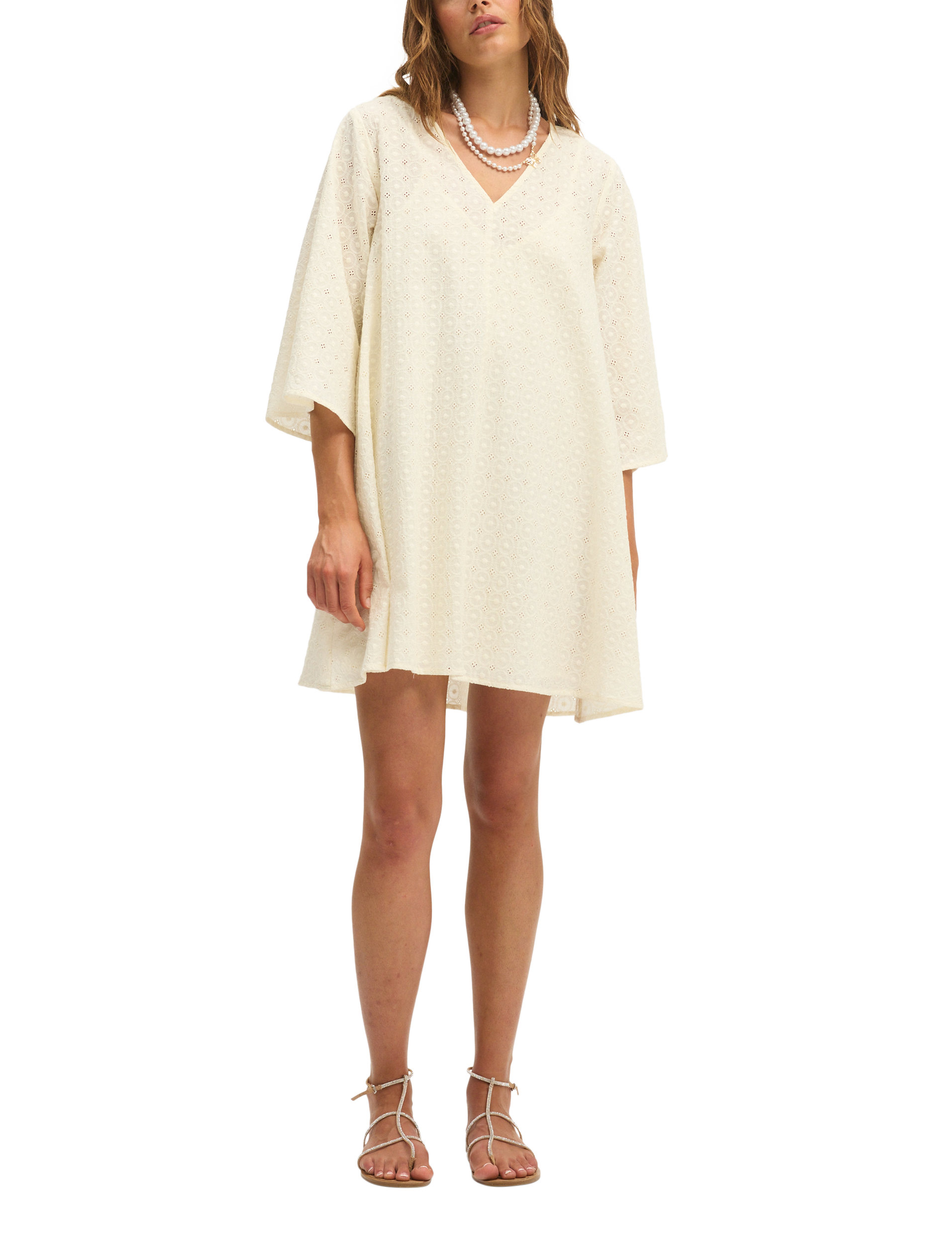 Product image 1 of 3, which shows SUMMERY Copenhagen Lisa Smock Mini Dress, Whisper White 464, XS