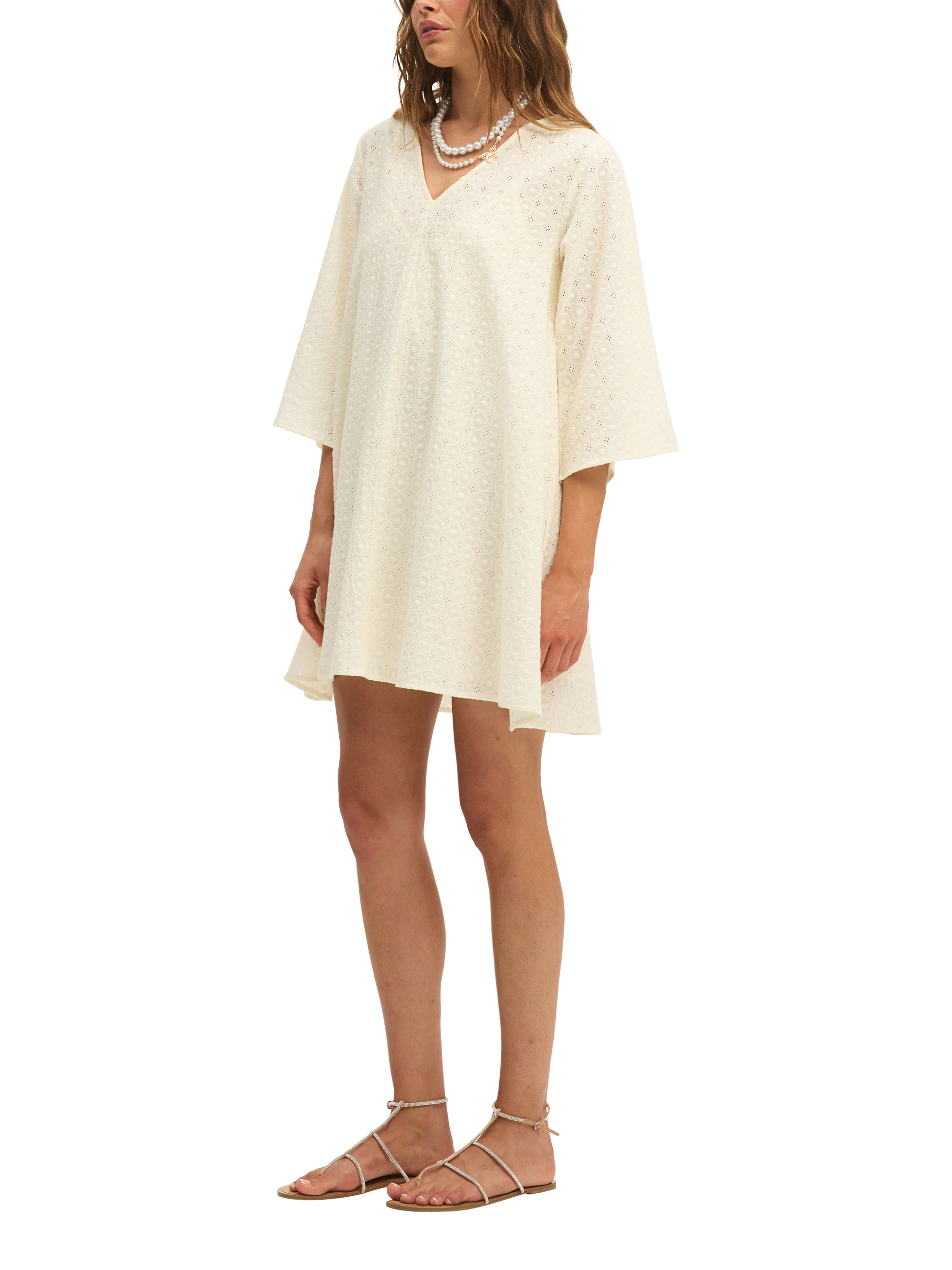Product image 3 of 3, which shows SUMMERY Copenhagen Lisa Smock Mini Dress, Whisper White 464, XS