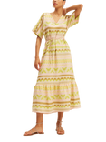 SUMMERY Copenhagen Vica Geometric Midi Dress, Ecru 521
