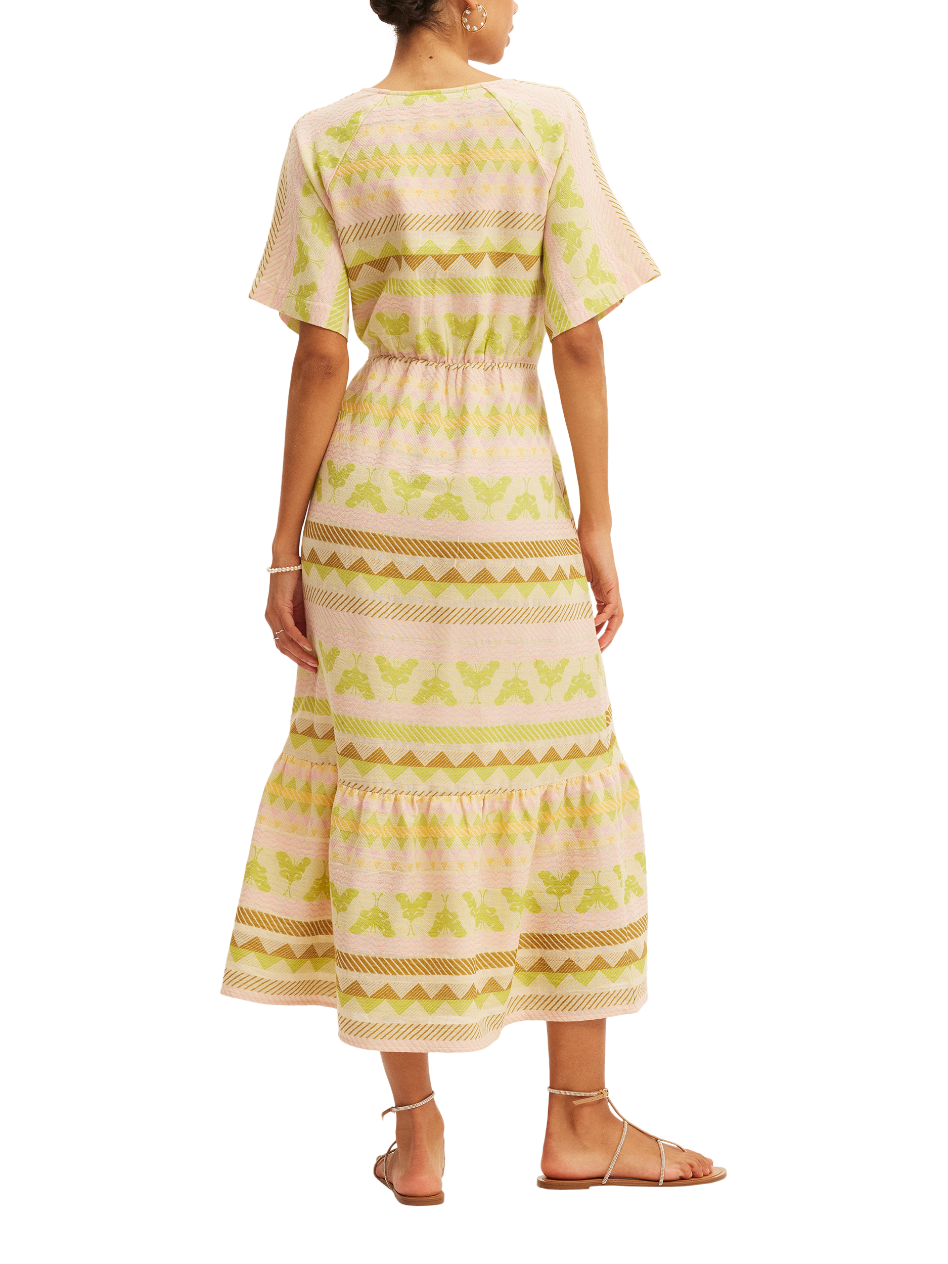 Product image 2 of 3, which shows SUMMERY Copenhagen Vica Geometric Midi Dress, Ecru 521, XS