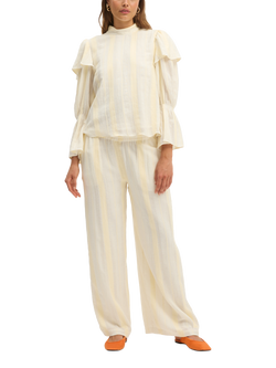 SUMMERY Copenhagen Barbara Stripe Ruffle Sleeve Blouse, Ecru White 663, Ecru White 663