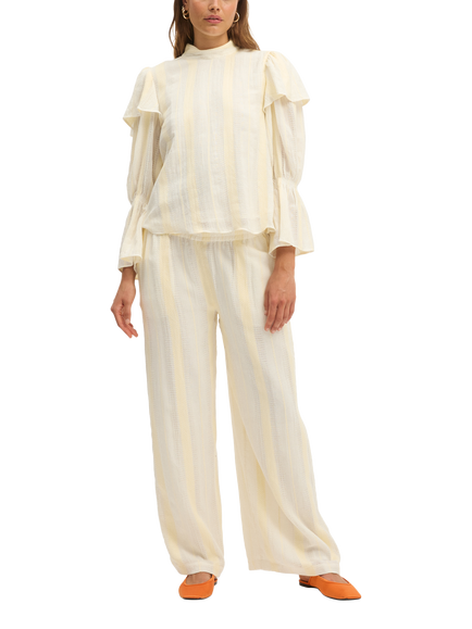 SUMMERY Copenhagen Barbara Stripe Ruffle Sleeve Blouse, Ecru White 663, Ecru White 663