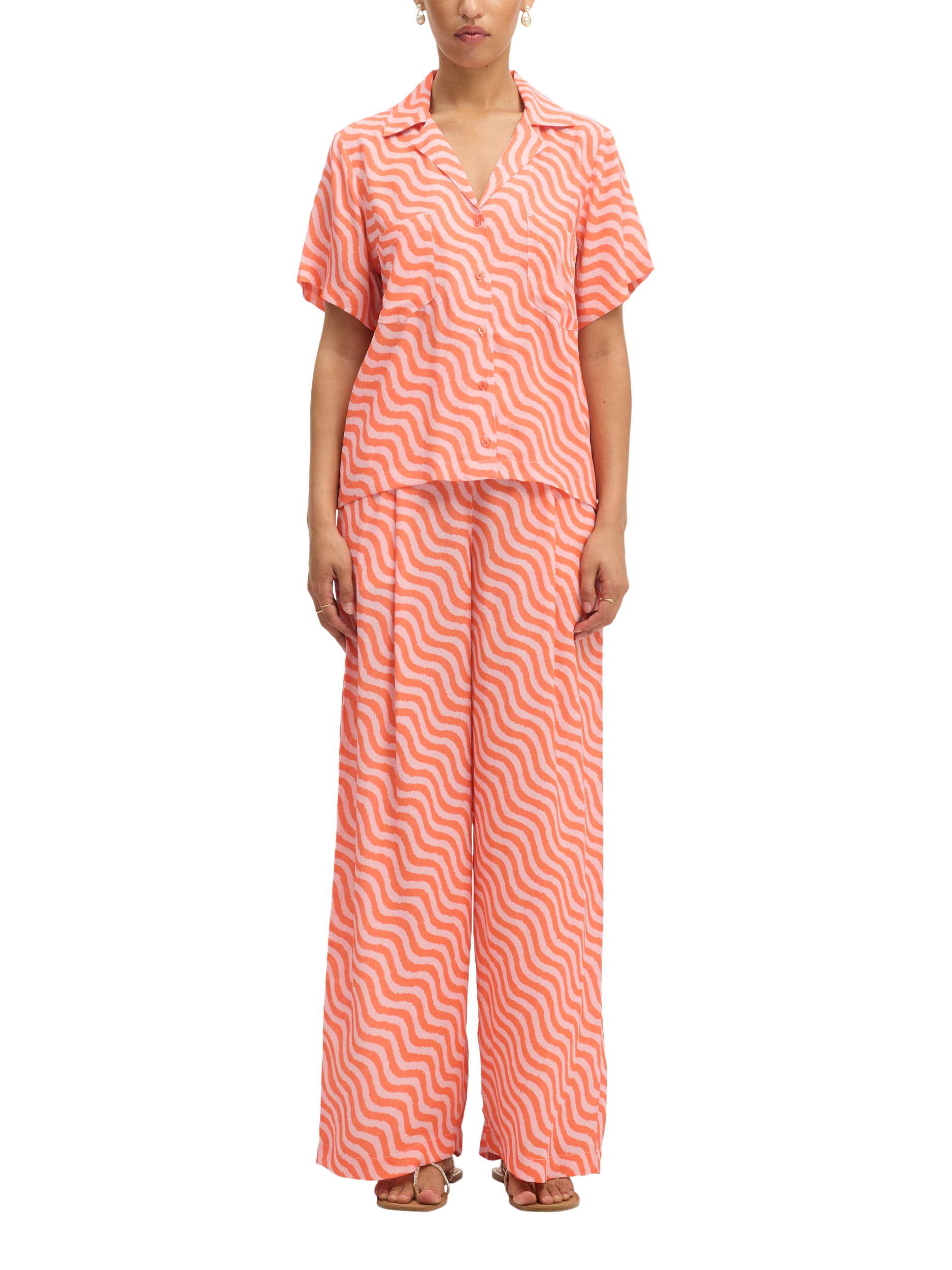Product image 1 of 3, which shows SUMMERY Copenhagen Carol Geometric Shirt, Camellia 652, XS