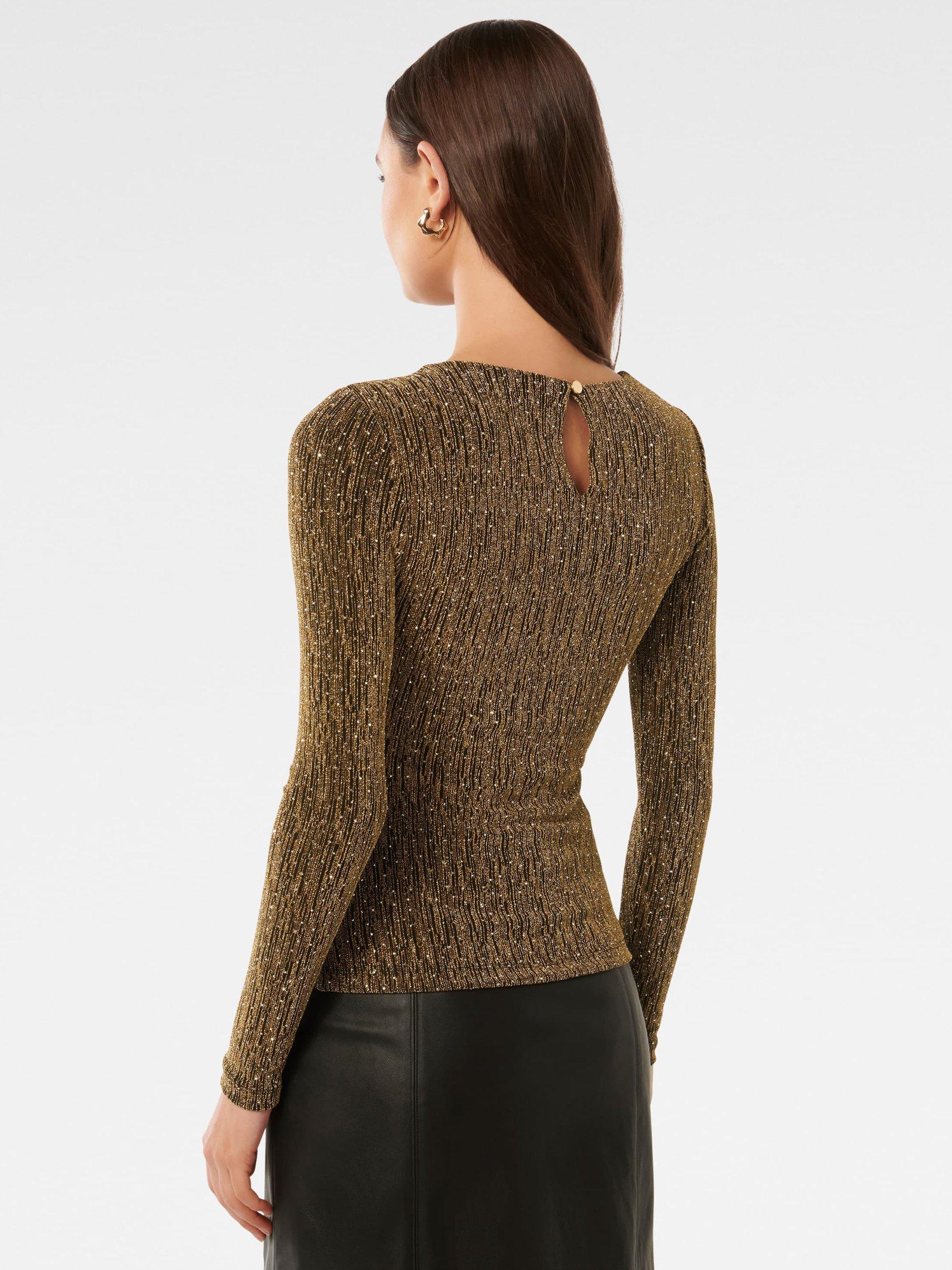 Product image 2 of 5, which shows Forever New Gia Twist Detail Top, Gold Bronze, L