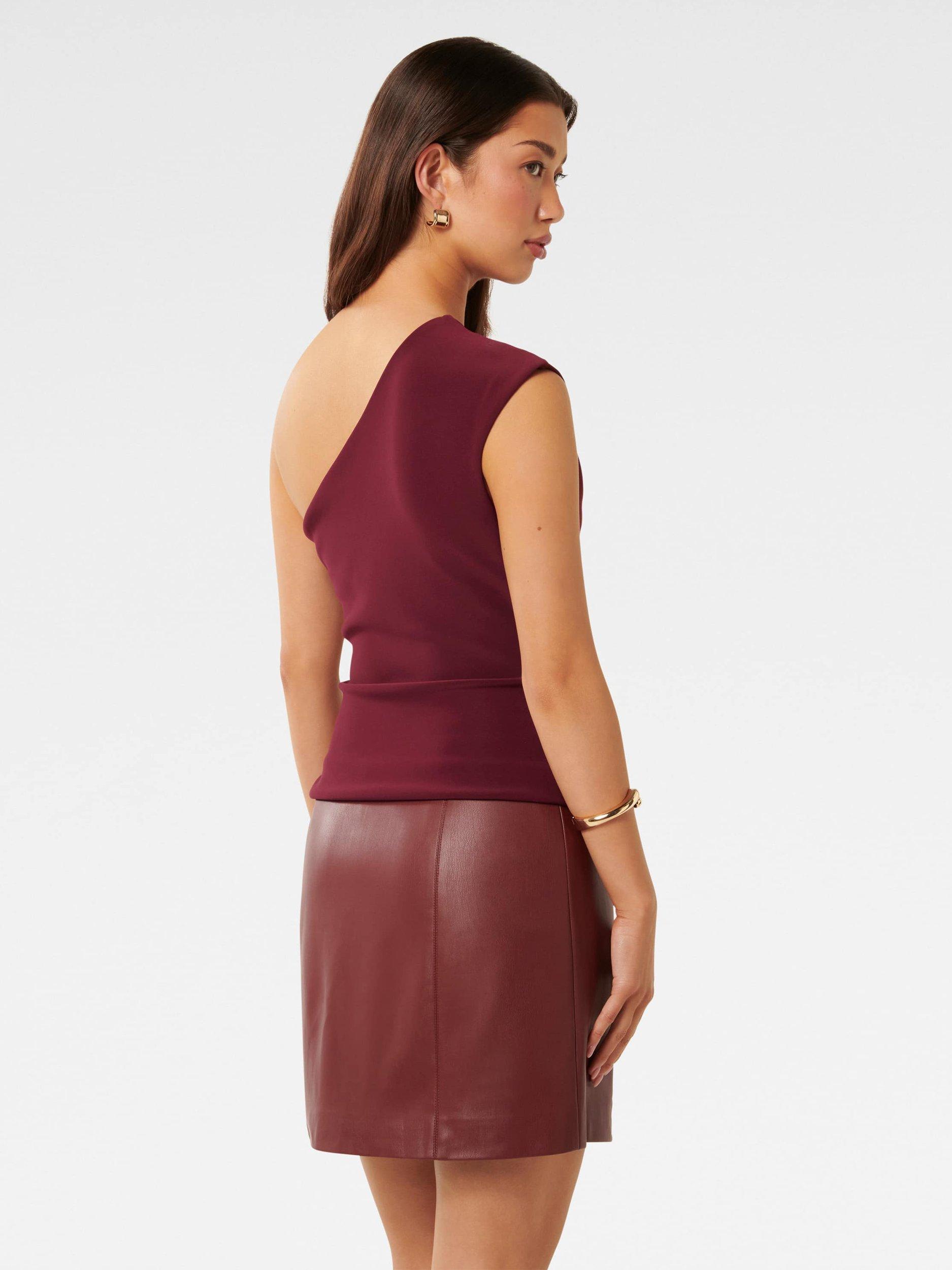 Product image 2 of 5, which shows Forever New Cecilia Asymmetric Top, Plum, L