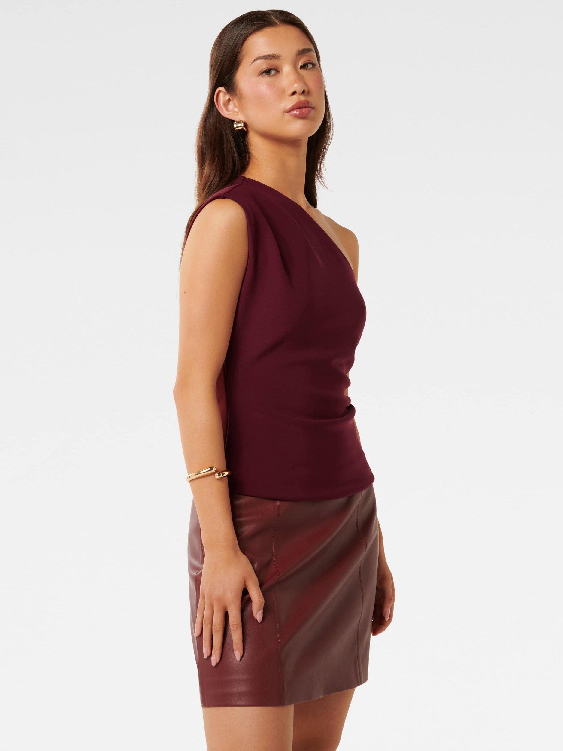 Product image 3 of 5, which shows Forever New Cecilia Asymmetric Top, Plum, L