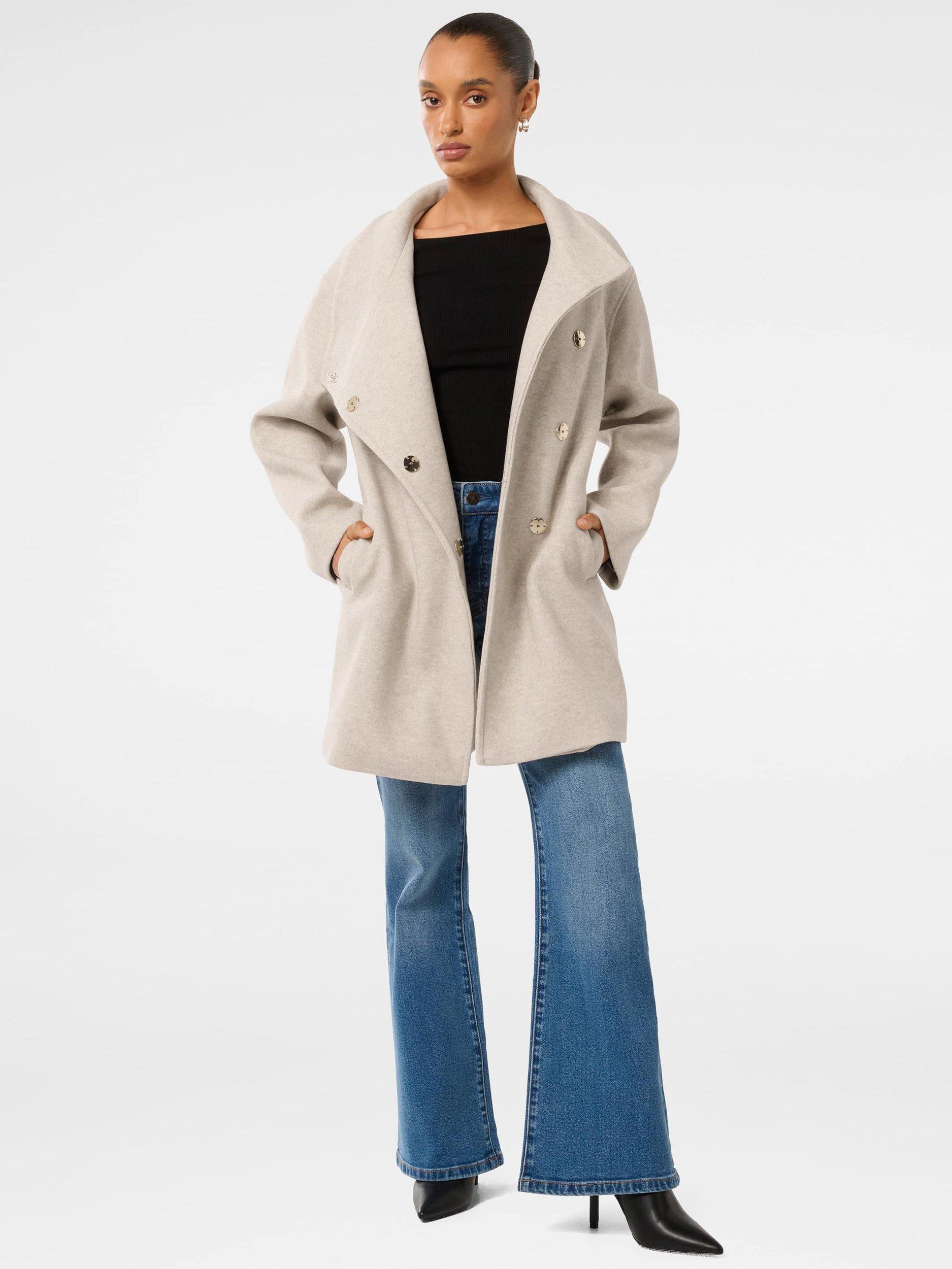 Product image 1 of 5, which shows Forever New Petite Lola Wrap Coat, Mink Marle, 4