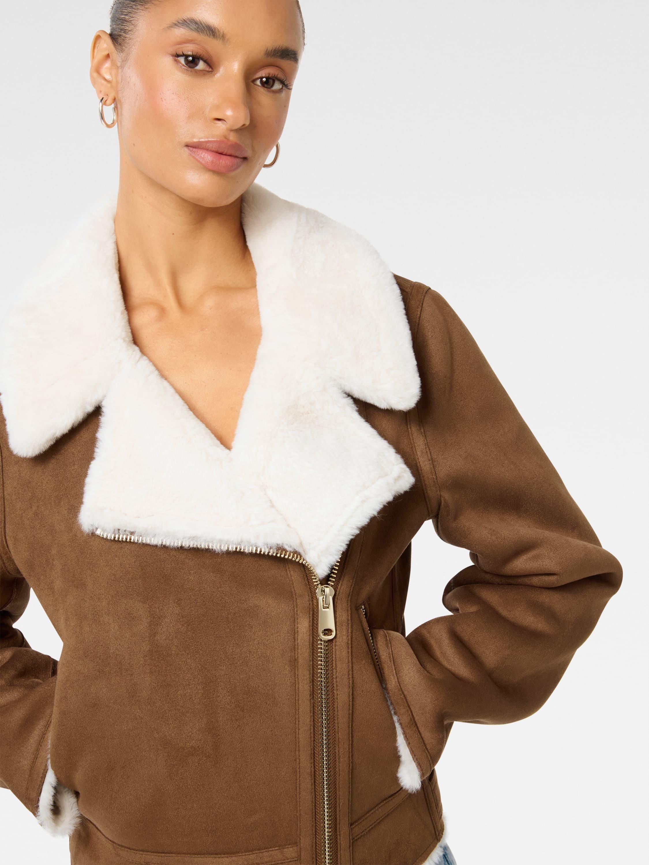 Product image 4 of 5, which shows Forever New Petite Montana Aviator Jacket, Chocolate, 4