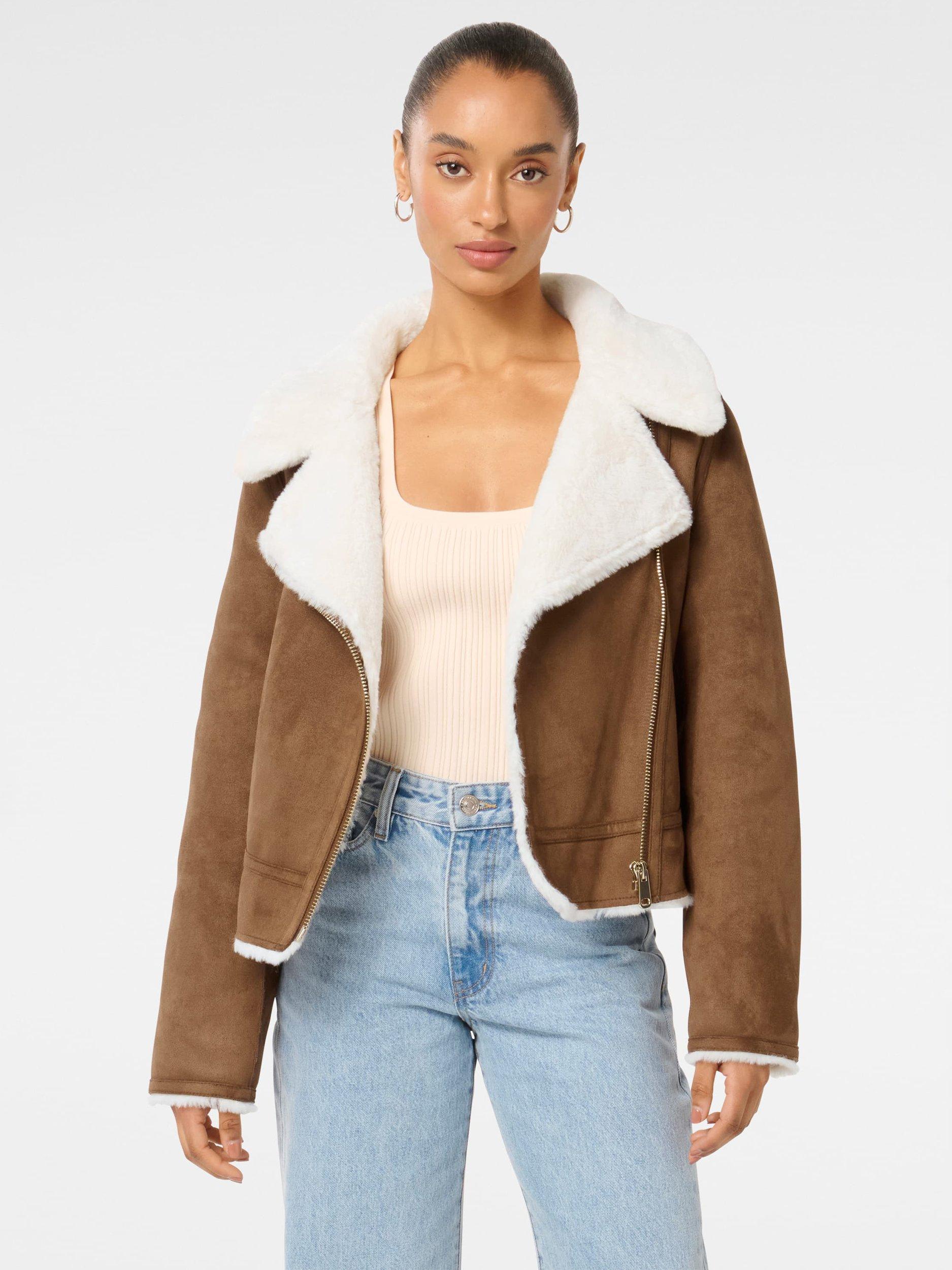 Product image 5 of 5, which shows Forever New Petite Montana Aviator Jacket, Chocolate, 4
