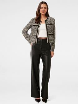Forever New Nina Boucle Jacket, Black/Silver, Black/Silver