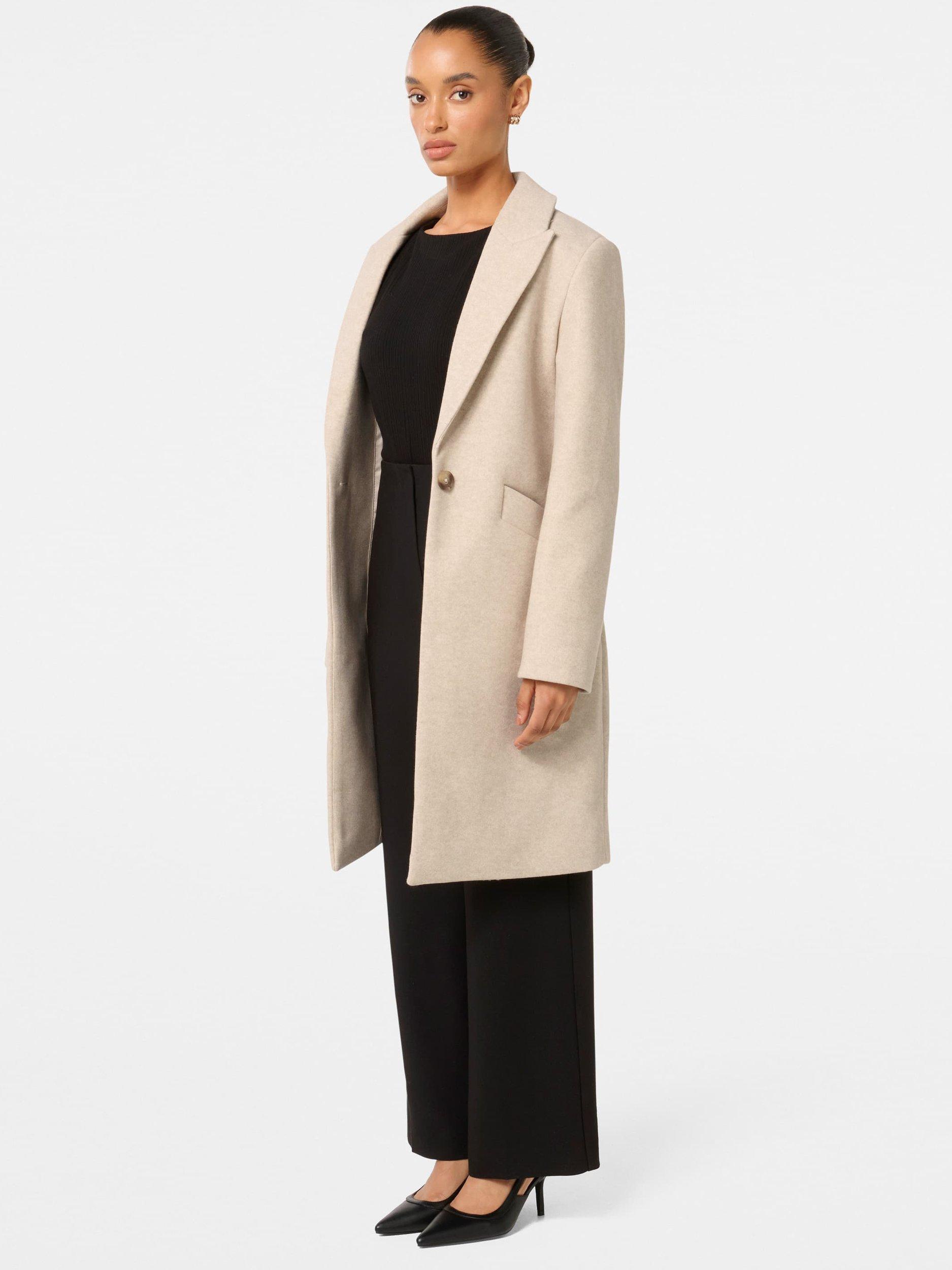 Product image 3 of 5, which shows Forever New Petite Bonnie Longline Coatigan, Oatmeal Marle, 4
