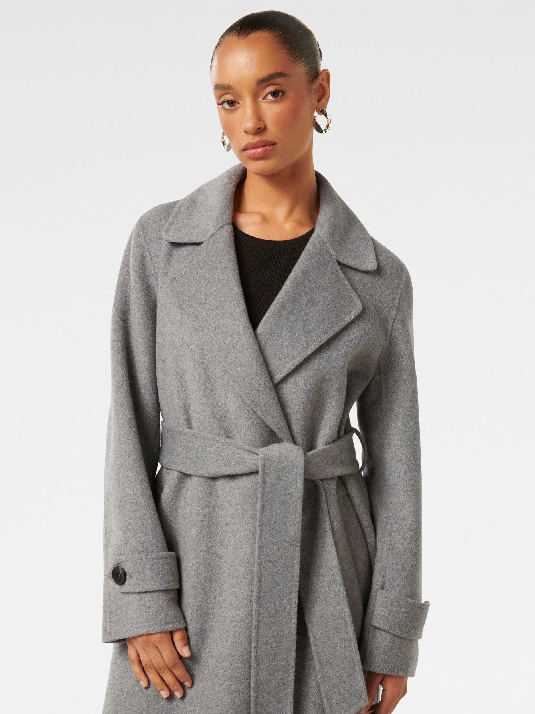 Product image 4 of 5, which shows Forever New Petite Carter Felled Seam Coat, Charcoal, 4