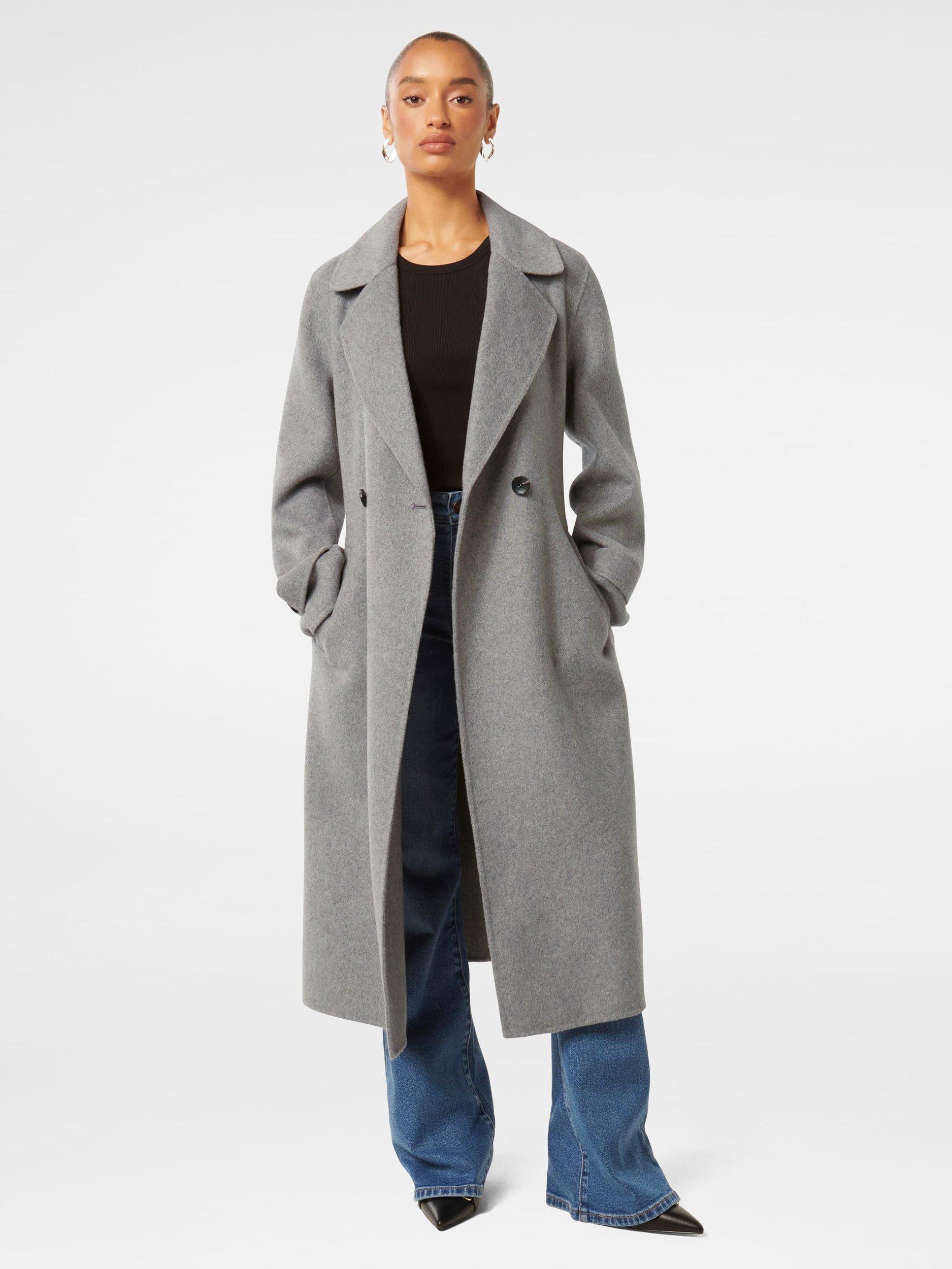 Product image 5 of 5, which shows Forever New Petite Carter Felled Seam Coat, Charcoal, 4