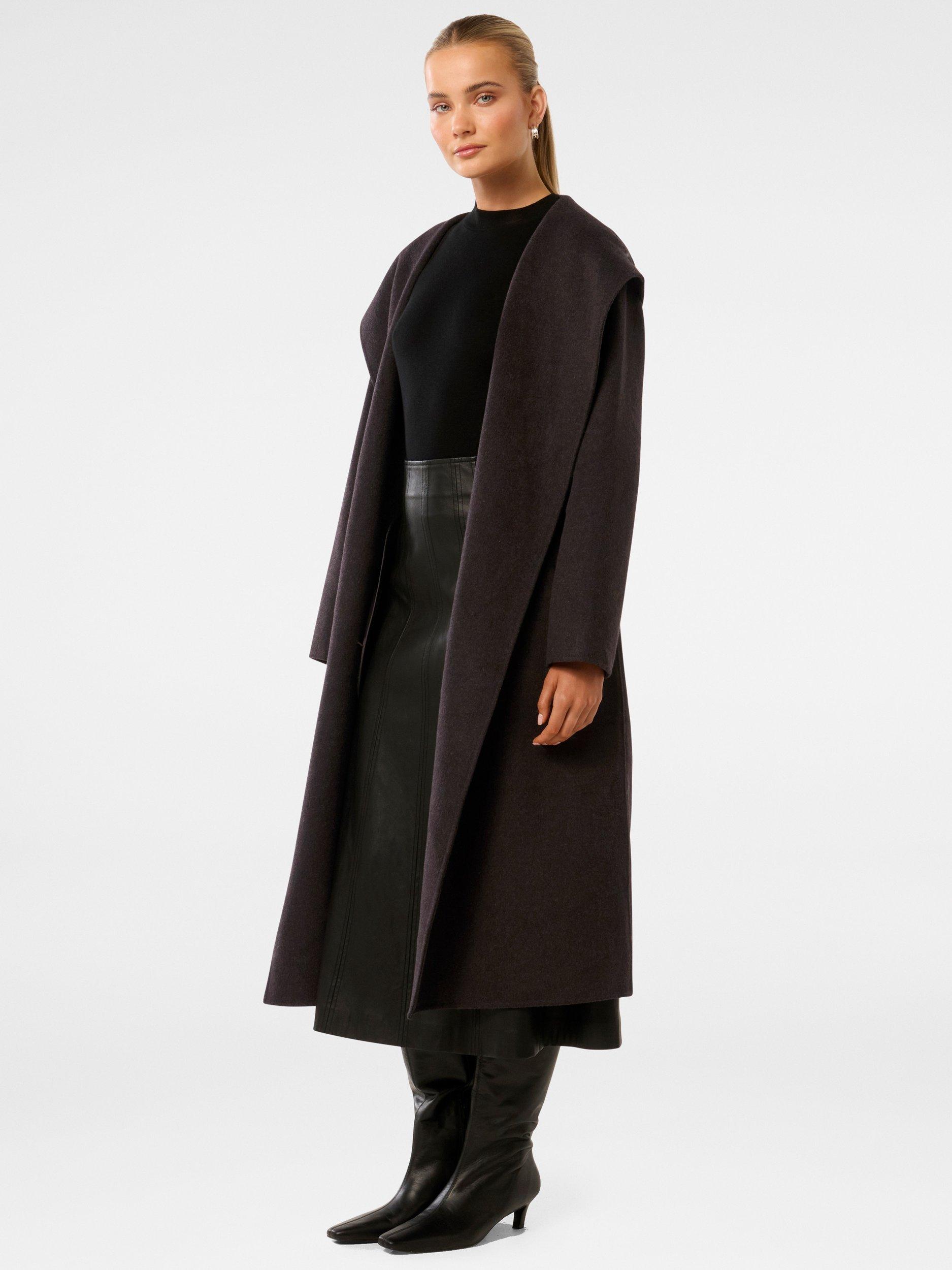 Product image 3 of 5, which shows Forever New Charlotte Shawl Coat, Coffee, 4