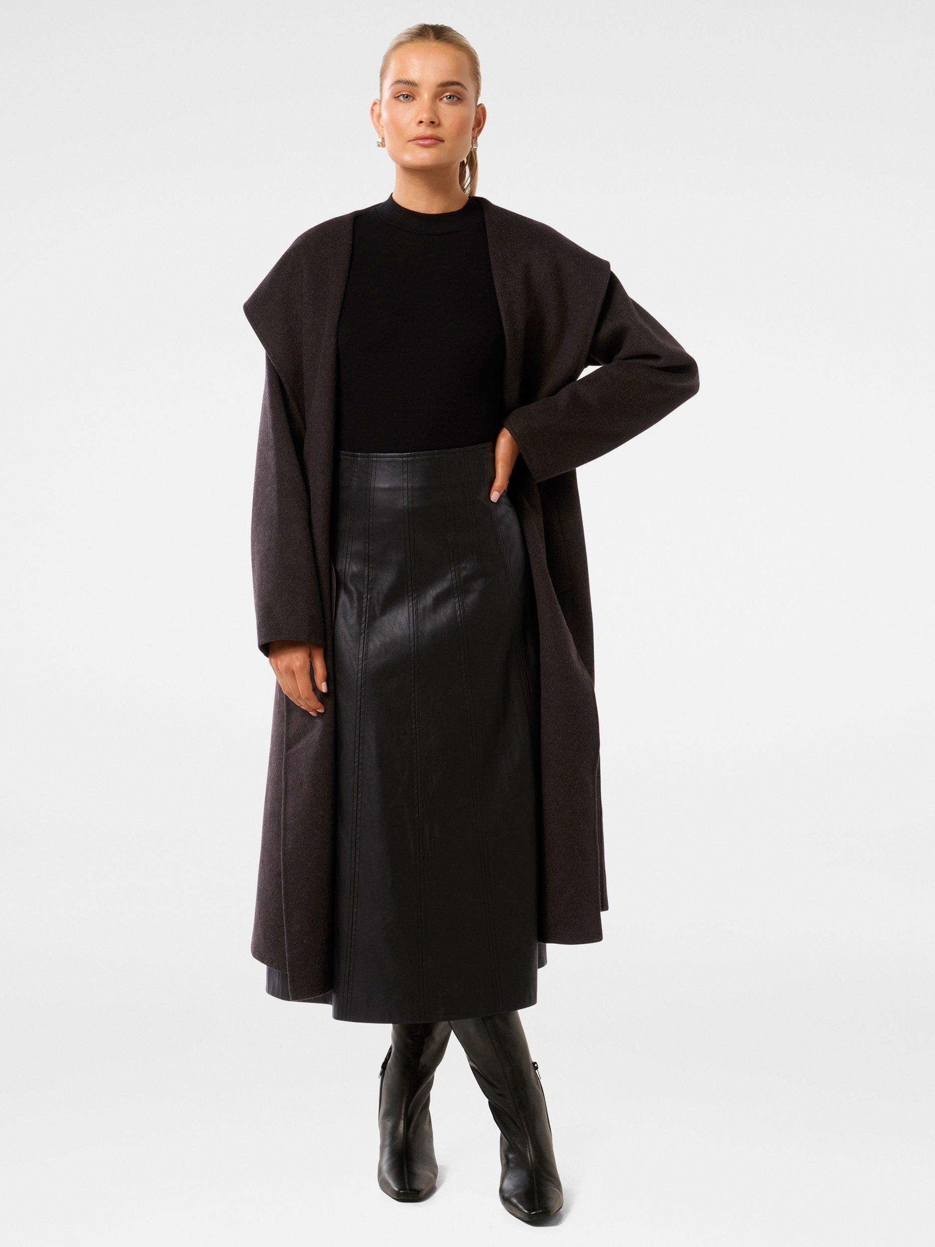 Product image 5 of 5, which shows Forever New Charlotte Shawl Coat, Coffee, 4