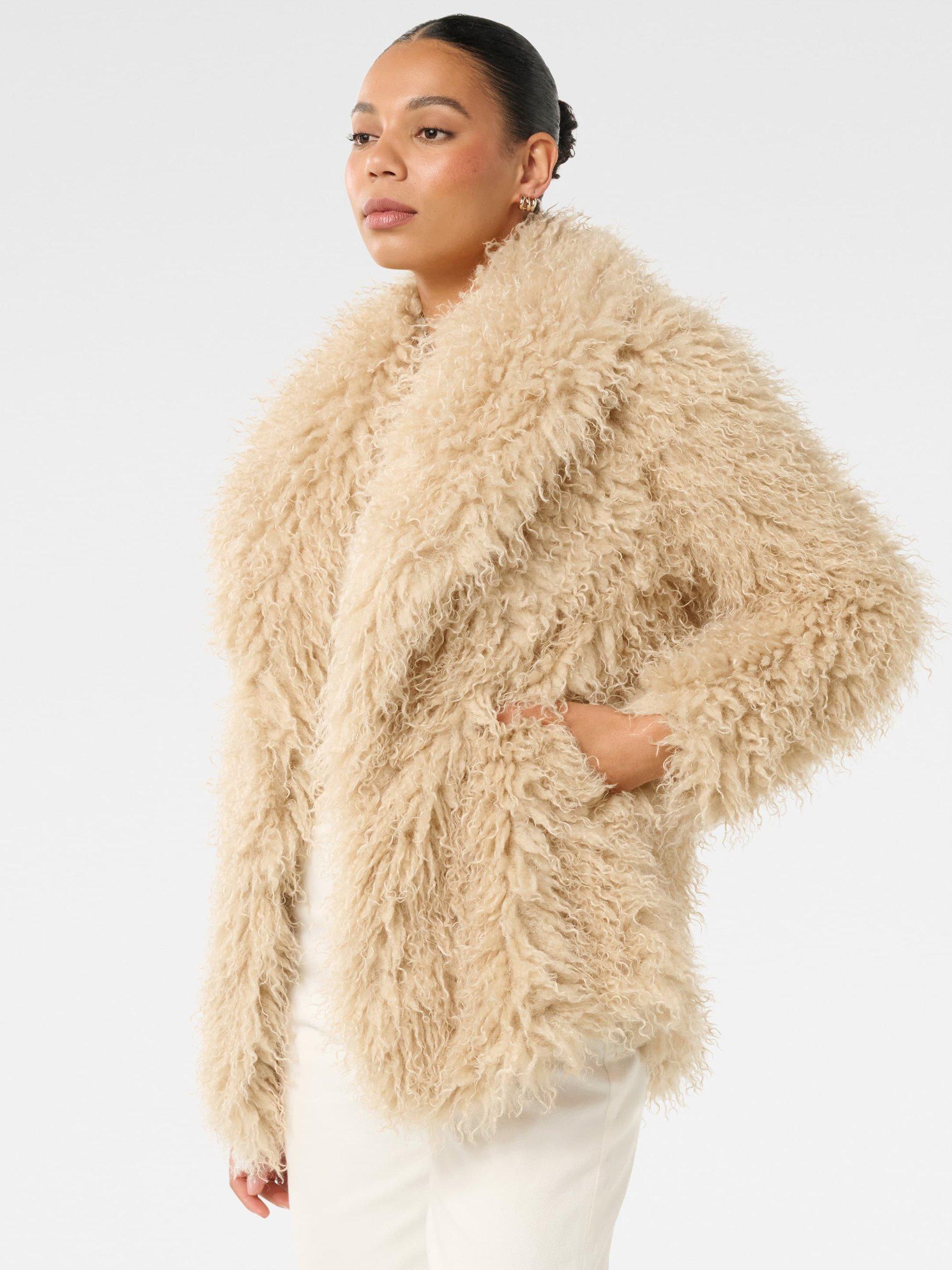 Product image 3 of 5, which shows Forever New Jennifer Faux Fur Coat, Light Camel, 6