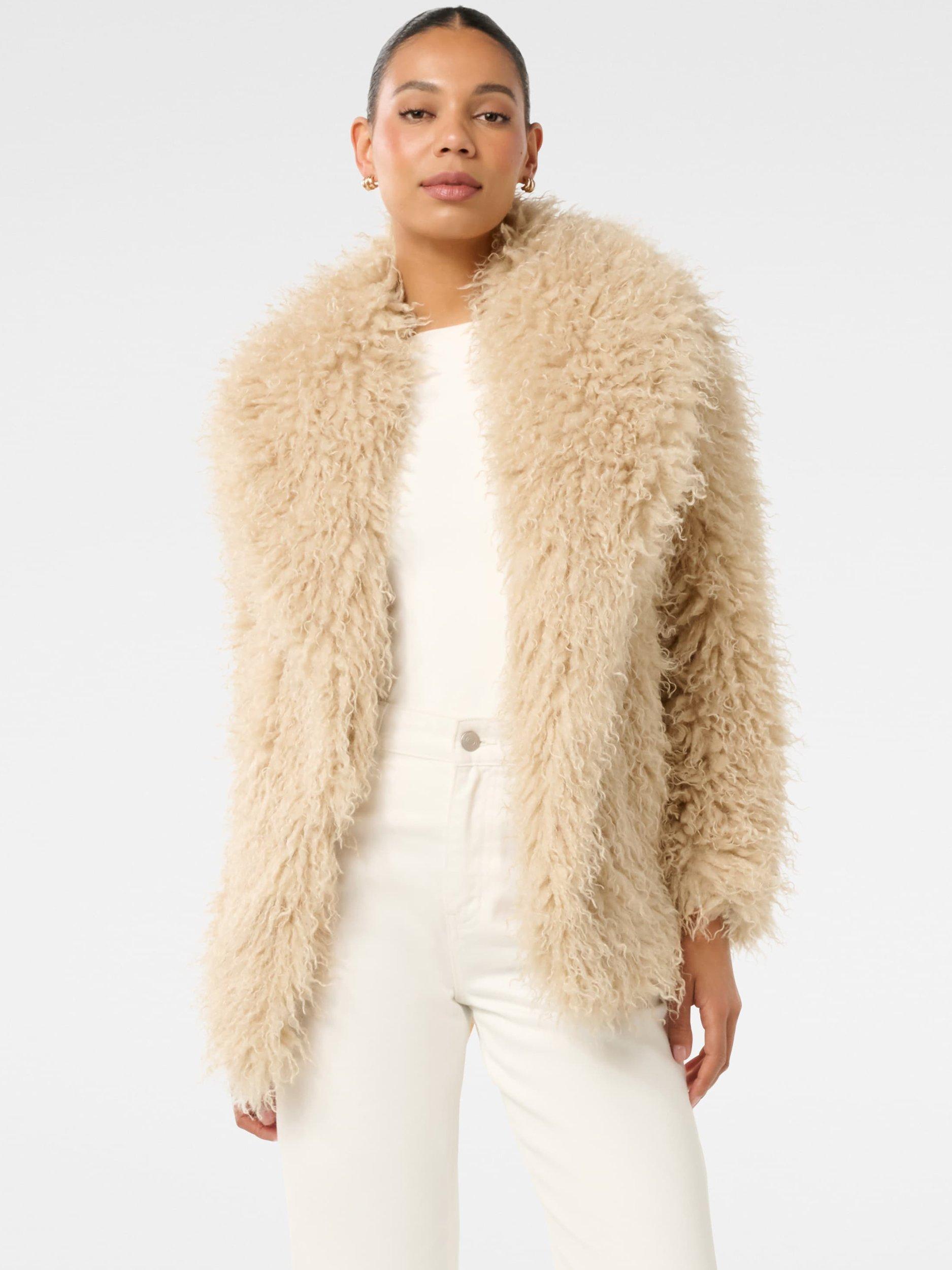 Forever New Jennifer Faux Fur Coat, Light Camel