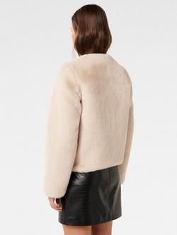 Forever New Lana Faux Fur Cropped Jacket, Cream - view 2, Cream
