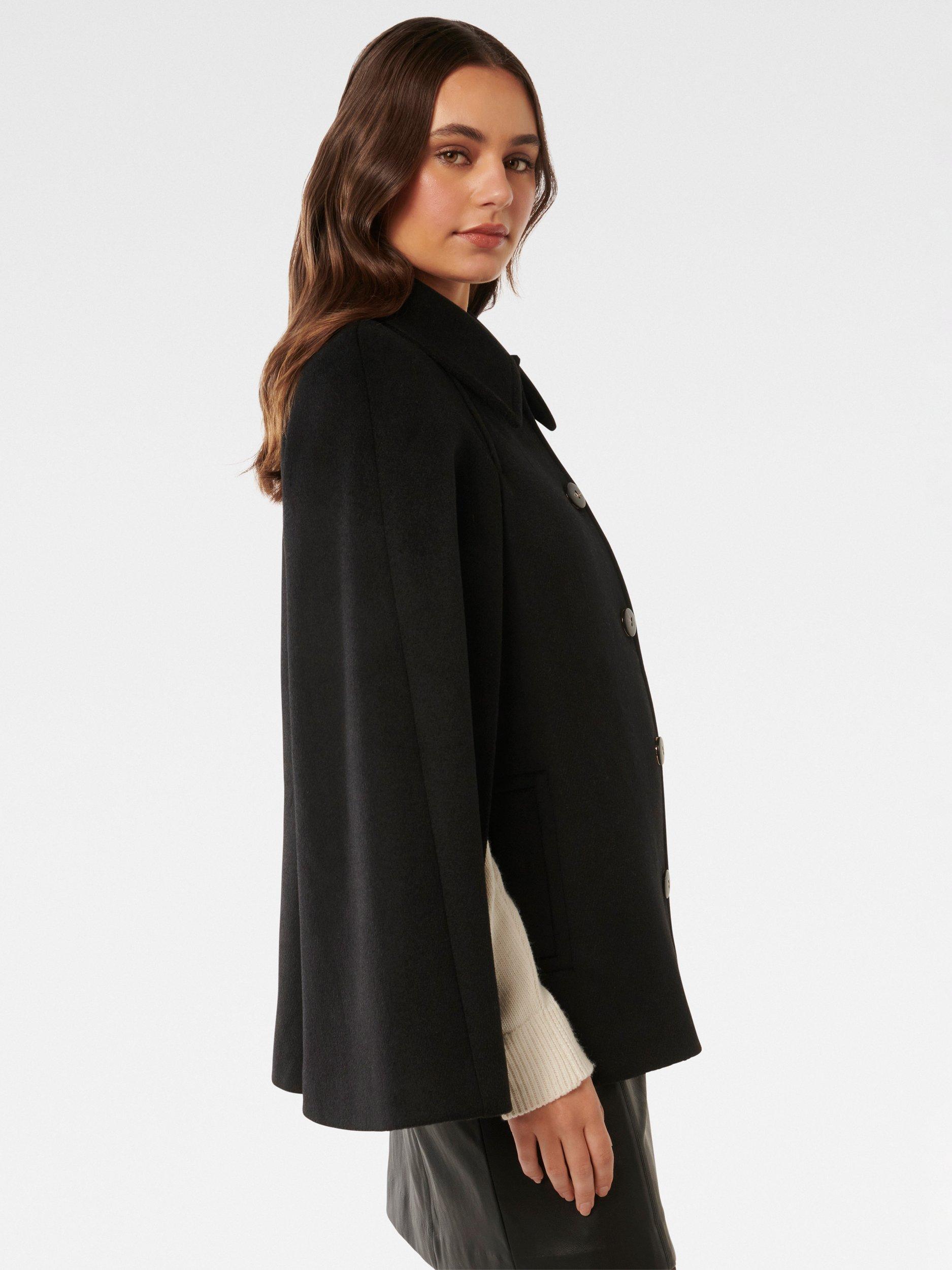 Product image 3 of 5, which shows Forever New Liza Cape Coat, Black, 4