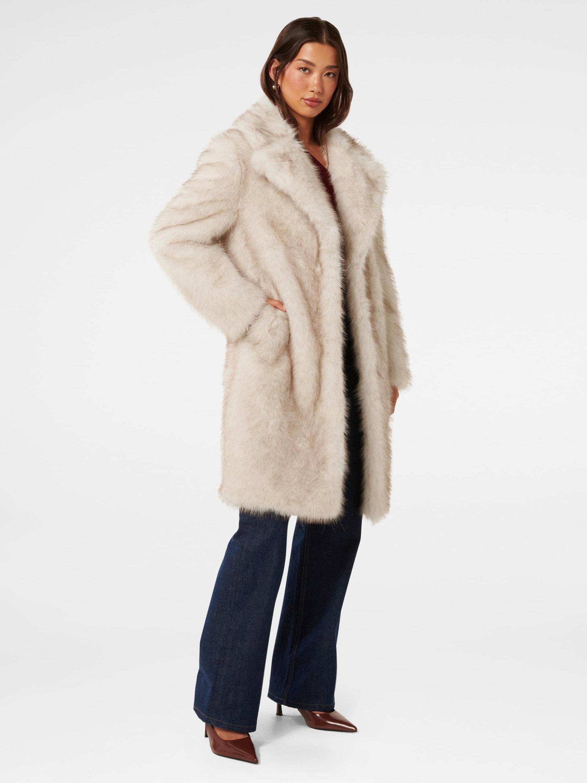 Product image 3 of 5, which shows Forever New Victoria Faux Fur Coat, Mink, 4