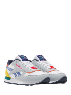 Reebok Kids' Classic Leather Trainers, Moon/Navy - view 2, Moon/Navy