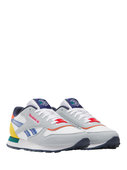 Reebok Kids' Classic Leather Trainers, Moon/Navy - view 2, Moon/Navy