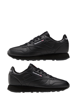 Reebok Kids' Classic Leather Trainers, Black - view 2, Black