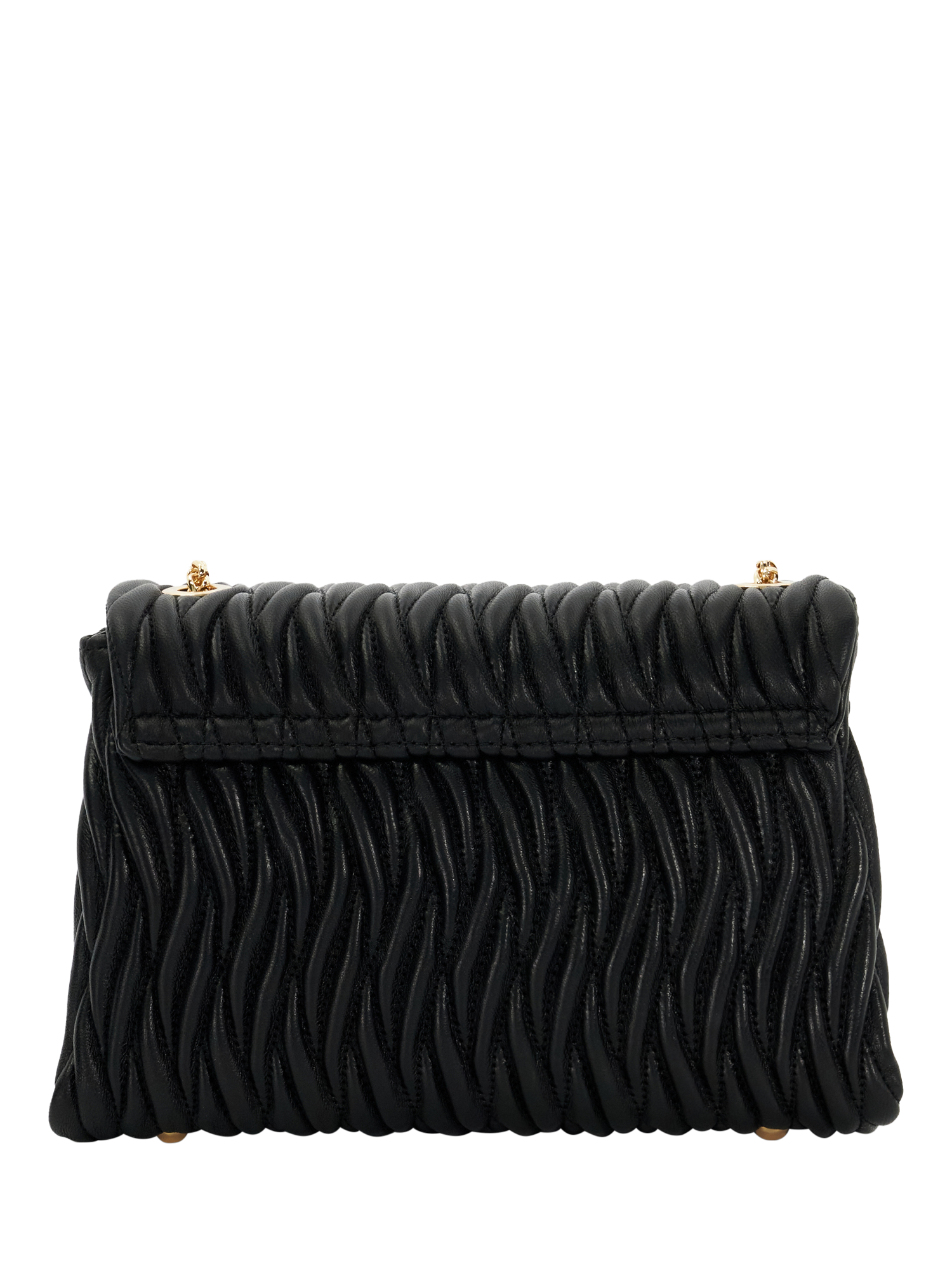 Product image 2 of 4, which shows Dune London Darling Wave Quilted Leather Crossbody Bag, Black
