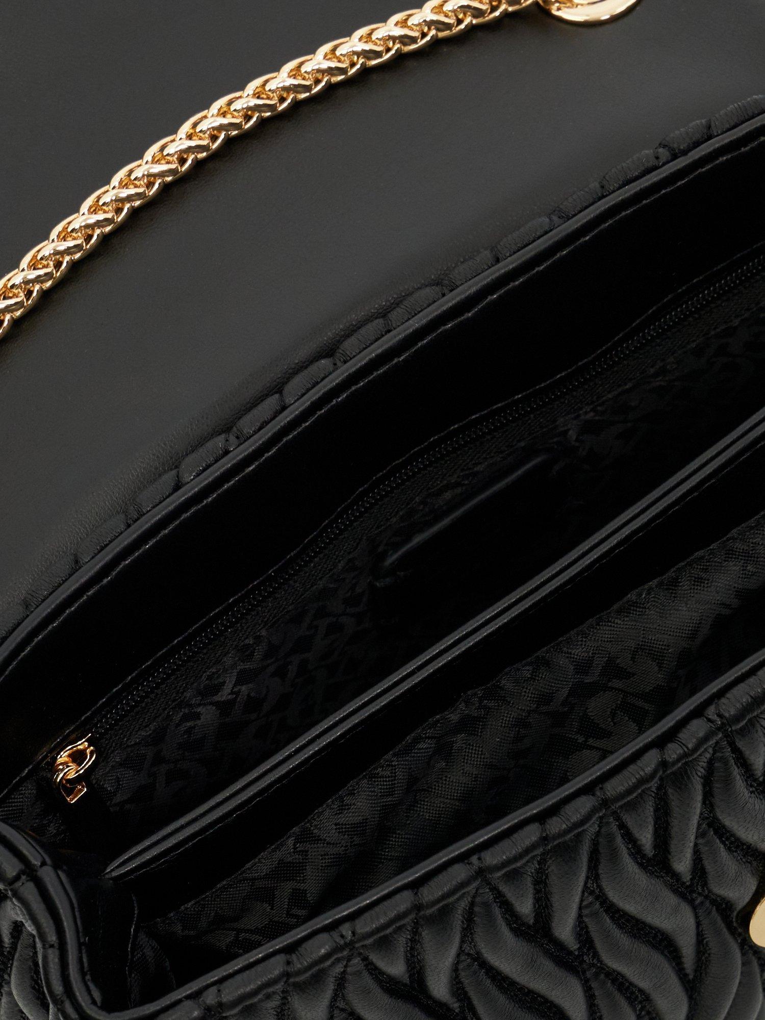 Product image 3 of 4, which shows Dune London Darling Wave Quilted Leather Crossbody Bag, Black