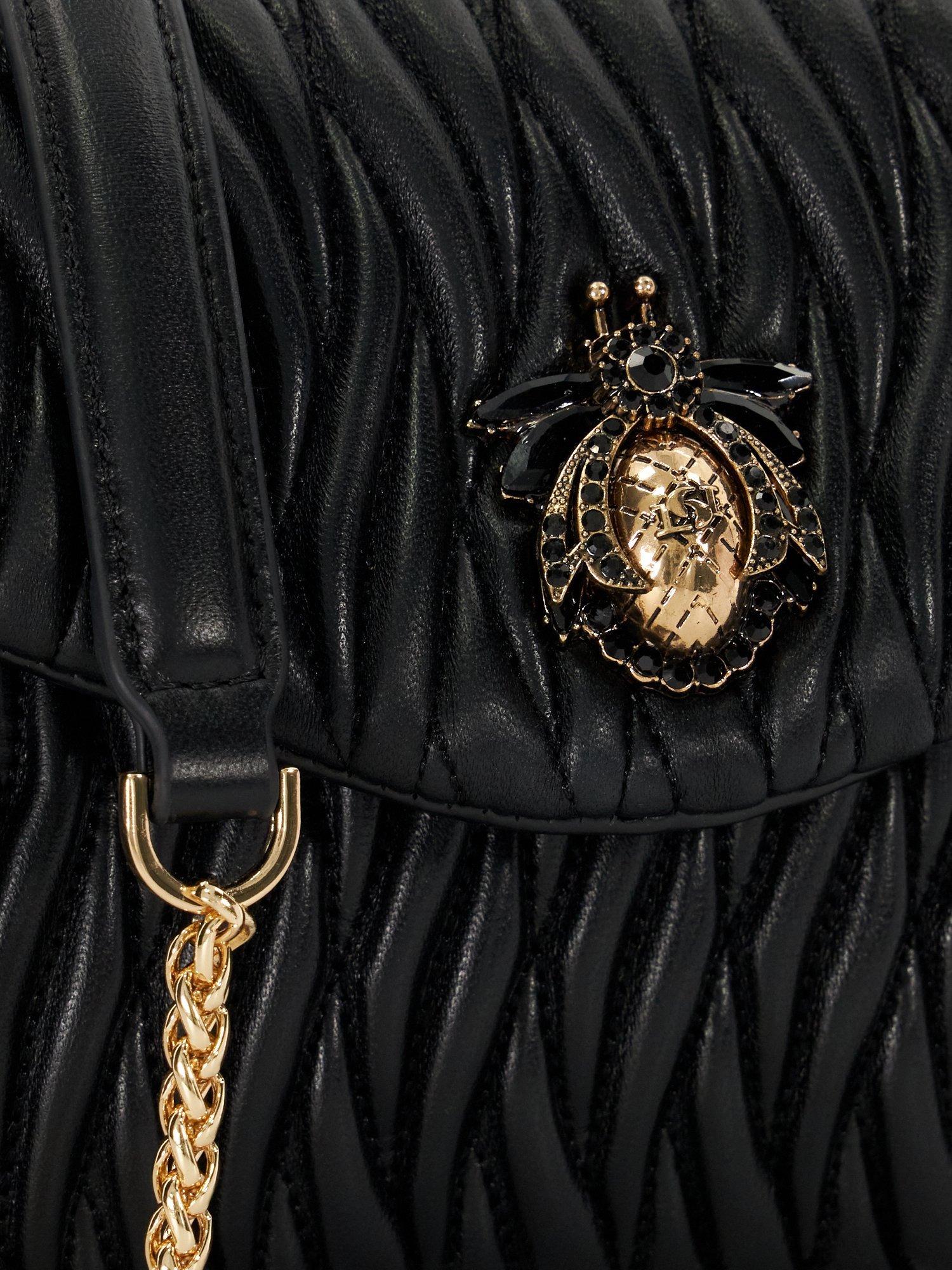 Product image 4 of 4, which shows Dune London Darling Wave Quilted Leather Crossbody Bag, Black
