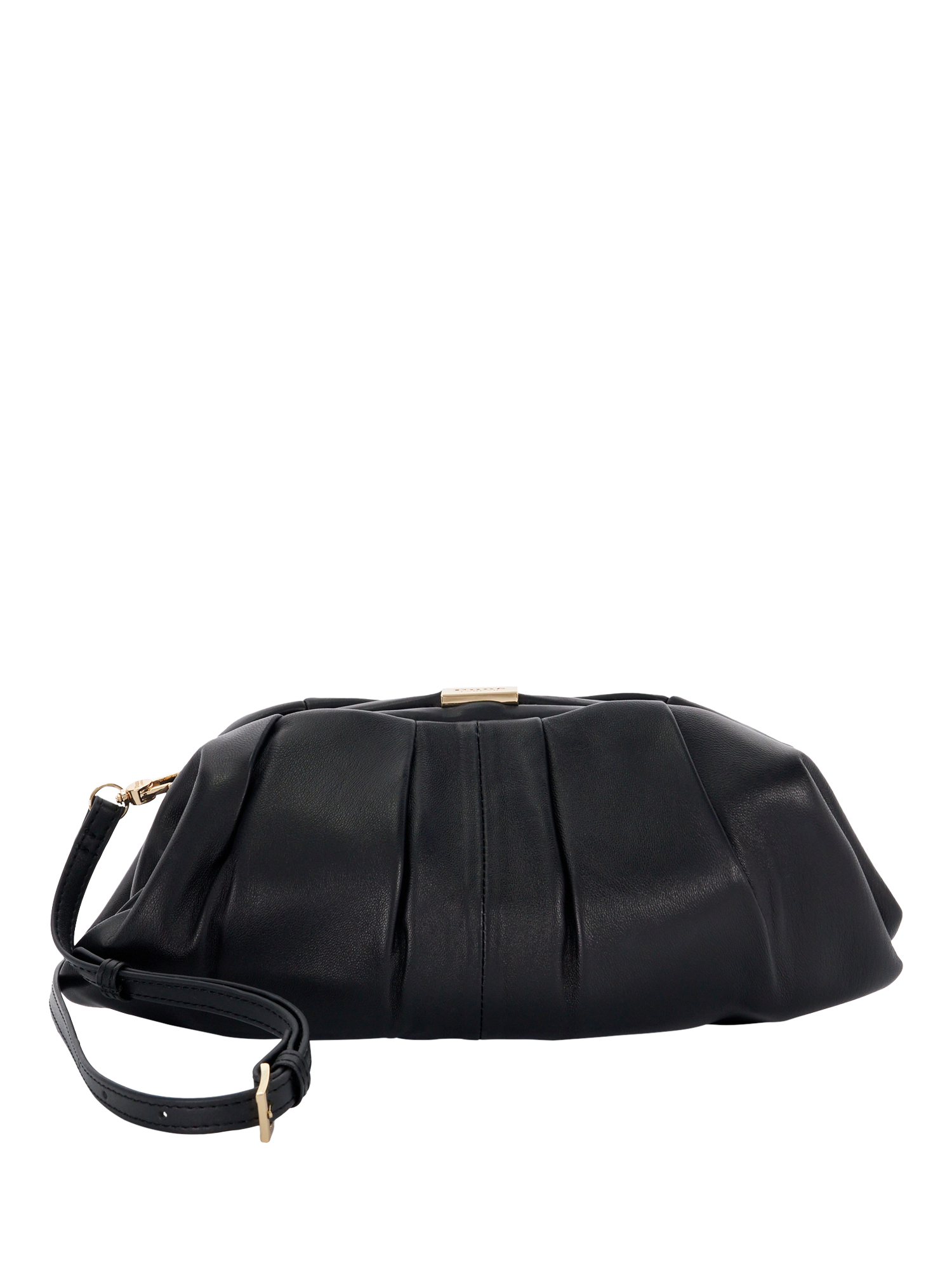 Product image 1 of 5, which shows Dune London Drapery Leather Oversized Clutch Bag, Black