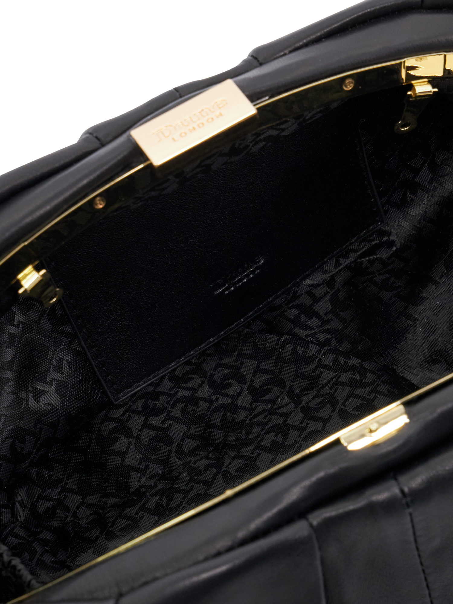 Product image 4 of 5, which shows Dune London Drapery Leather Oversized Clutch Bag, Black