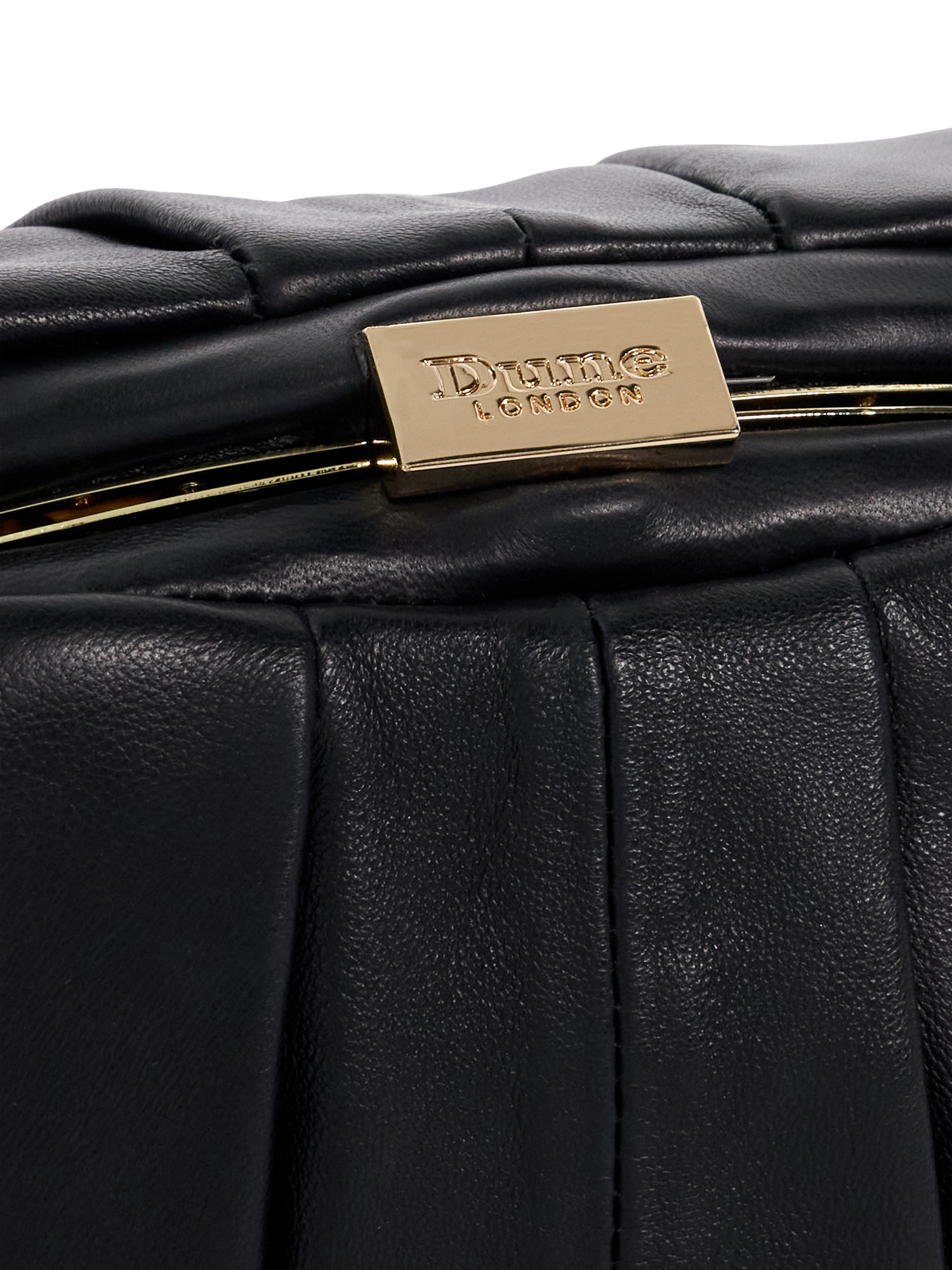 Product image 5 of 5, which shows Dune London Drapery Leather Oversized Clutch Bag, Black