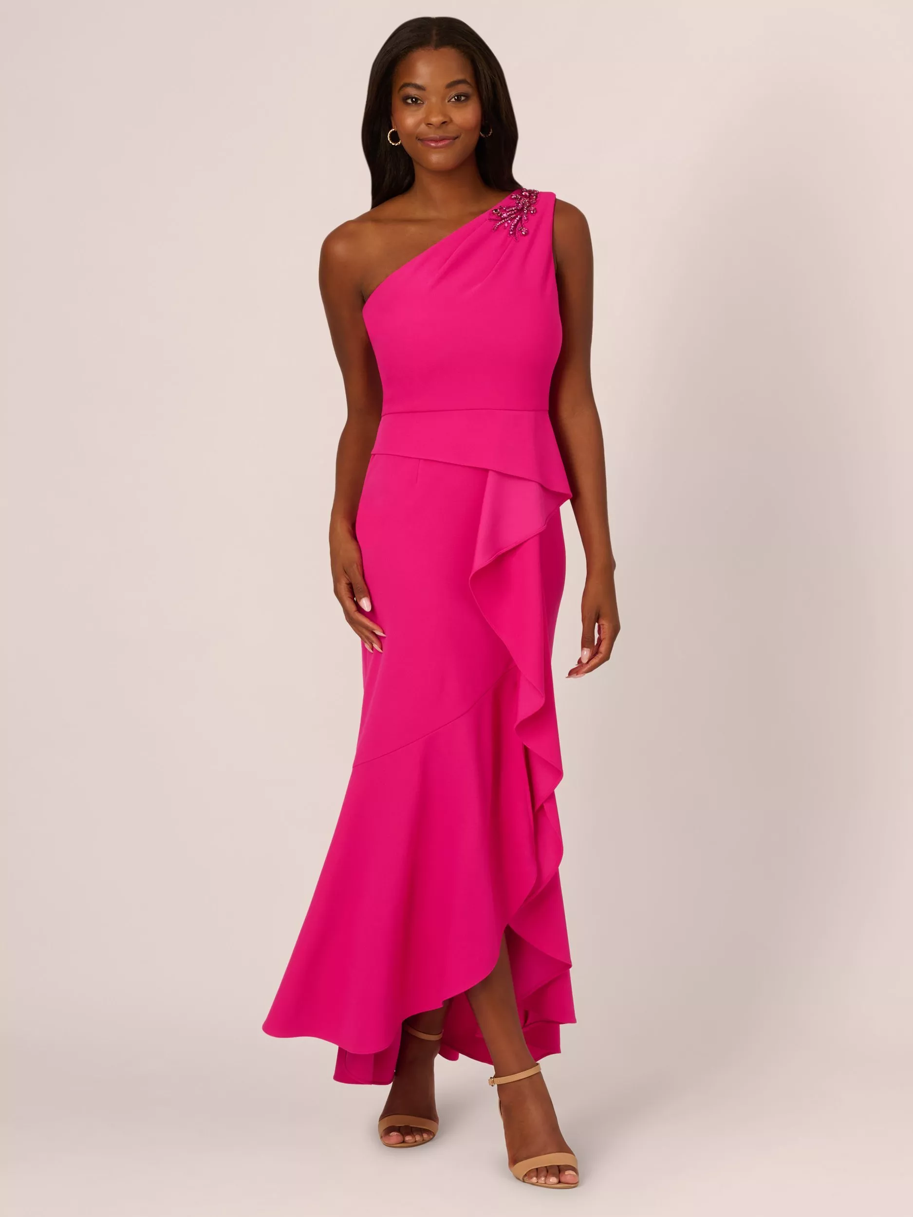 Pink one shoulder dress best sale