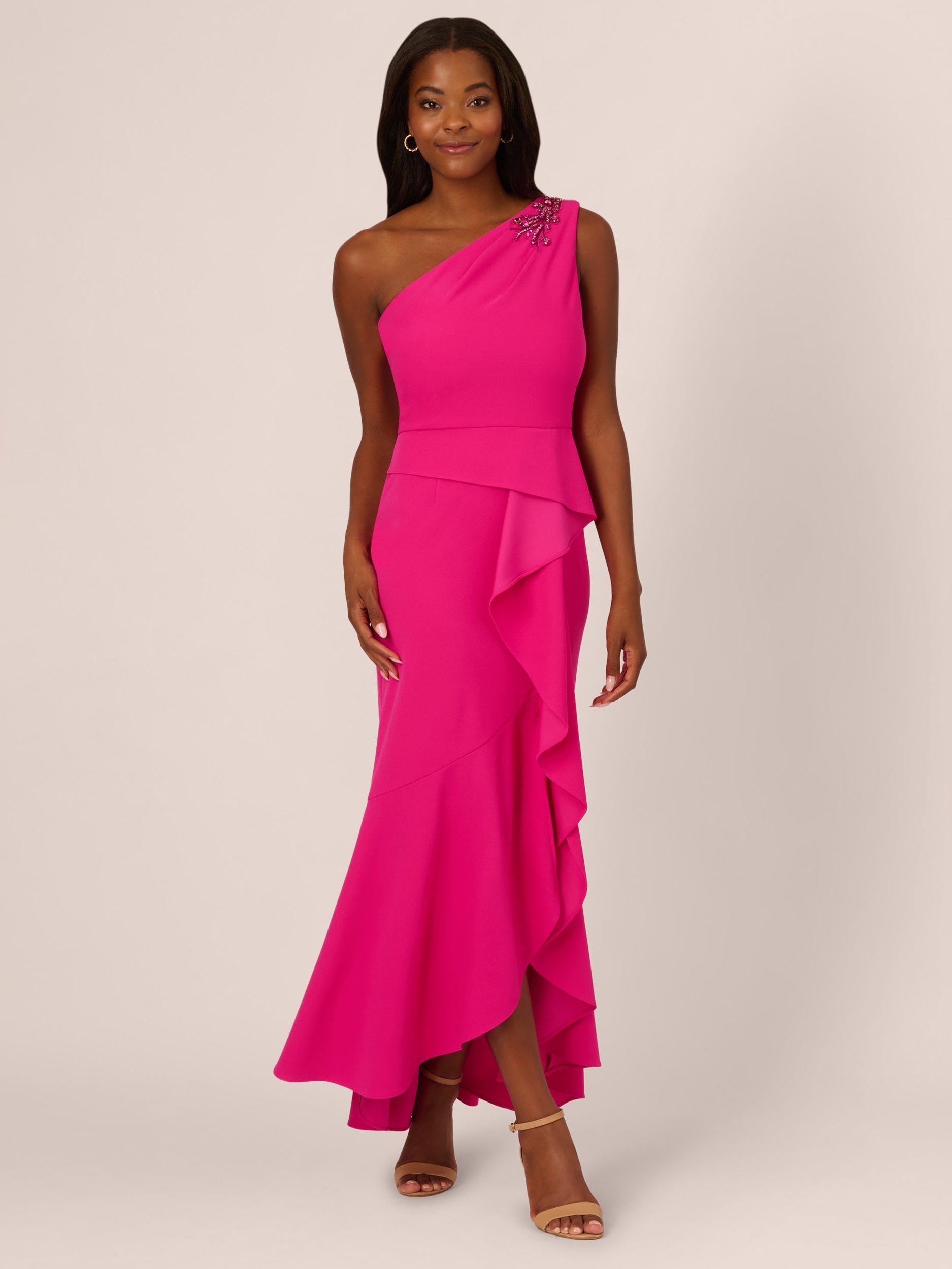 Product image 1 of 7, which shows Adrianna Papell Studio Beaded Knit Crepe Maxi Dress, Fuchsia, 6