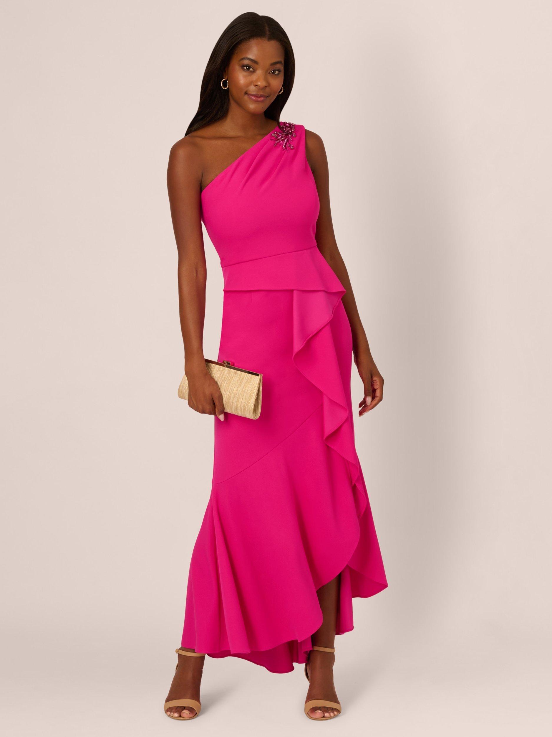 Product image 3 of 7, which shows Adrianna Papell Studio Beaded Knit Crepe Maxi Dress, Fuchsia, 6