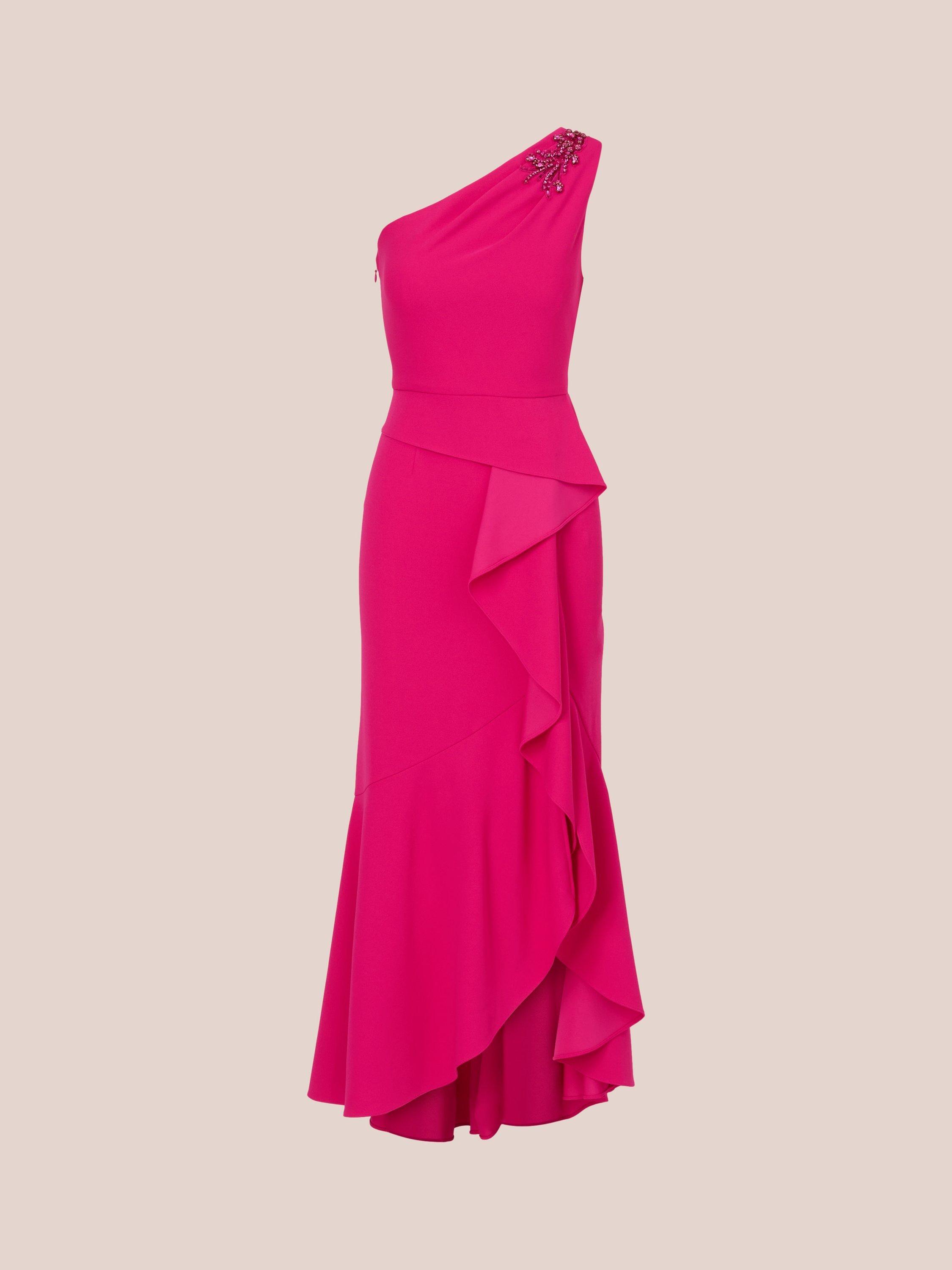 Product image 6 of 7, which shows Adrianna Papell Studio Beaded Knit Crepe Maxi Dress, Fuchsia, 6